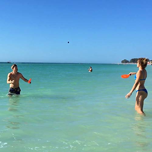 Jazzminton Paddle Ball Game Beach for Family and Friends - 2 Paddles, 2 Birdies, 1 Ball and Carry Bag – Wind Birdie Includ...