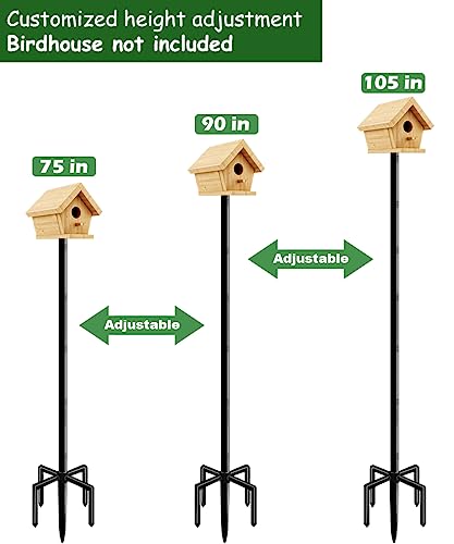 Mokeyder 105 Inch Bird House Pole Mount Kit, Adjustable Heavy Duty Bird Feeder Pole for Outdoors, Universal Mounting Post ...
