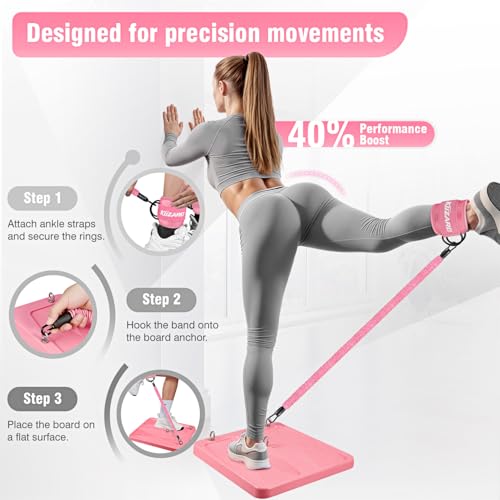 Ankle Resistance Bands with Cuffs & Fitness Board, Legs & Glutes Workout Equipment for Women Home Gym Exercise