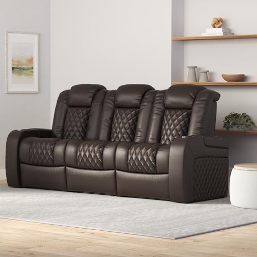 Seatcraft Euphoria Heat & Massage Sofa, Living Room, Powered Headrest, Powered Lumbar, Italian Leather, Powered Recline, B...
