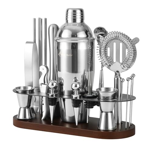 ASOVNIS 23-Piece Bartender Kit, Cocktail Shaker Set with Stand | Bar Drink Mixer Set with All Essential Bar Tools: Martini...