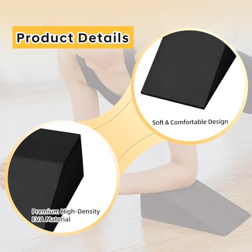 Sissatthai Squat Wedge Block Yoga Wedge Blocks 2 Pack, Yoga Foam Wedges Exercise Foot Wedges Block for Workout Heel Elevat...