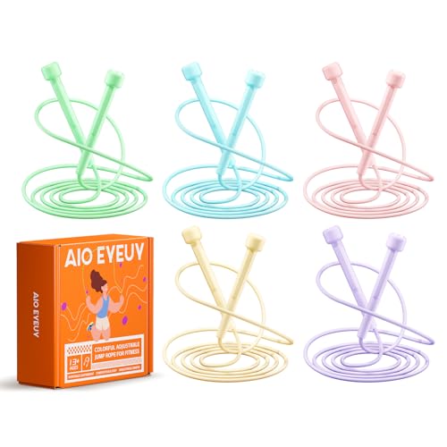 5 Pack Adjustable Jump Rope for Fitness and Exercise,Lightweight PVC Skipping Rope for Men,Women and Kids-Tangle-Free for ...