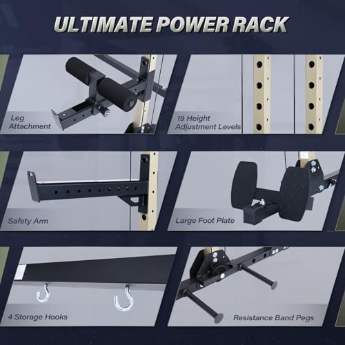 MAJOR FITNESS Drone3 Power Rack, 2500lbs Multi-Function Home Gym Squat Rack with Dual Pulley System, Pull-Up Bar & J-Hook...
