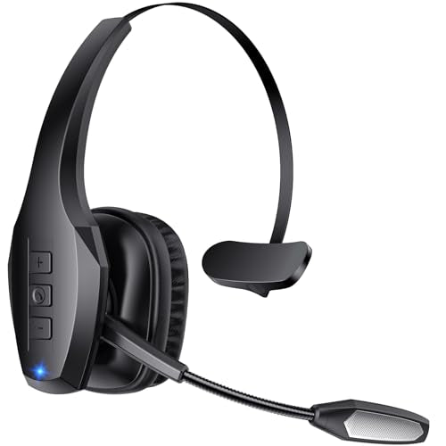 Trucker Bluetooth Headset, Wireless Headset with Mic, Bluetooth Headsets with Dual Noise Cancelling Microphone & Mute Butt...