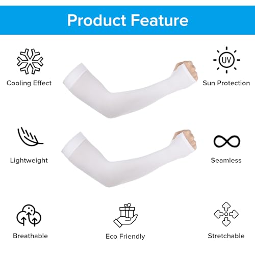 Ouligay 2 Pairs Arm Sleeves for Men Women UPF 50 UV Sun Protection Arm Sleeves with Thumb Hole Cooling Sports Compression ...