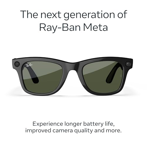 Ray-Ban Meta (Gen 2), Wayfarer, Shiny Black | Smart AI Glasses for Men, Women — 2X Battery Life — 3K Ultra HD Resolution a...