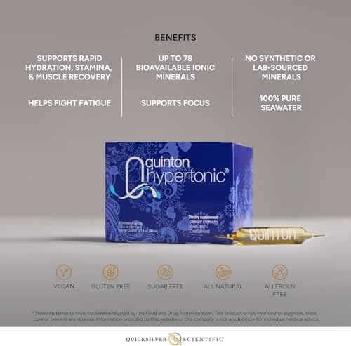 Quicksilver Scientific Original Quinton Hypertonic Solution - Sea Water Hydration - Liquid Minerals with Electrolytes for ...
