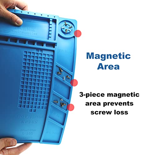 Premium Heat Resistant 932°F Silicone Soldering Mat, Large Anti Static Magnetic Electronic Repair Work Mat for BGA and Gun...