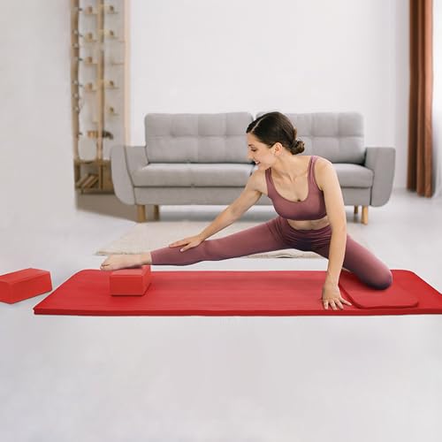 BalanceFrom 71x24 Inches Yoga Mat with Knee Pad and Optional Blocks – Extra 1-Inch Thick Non-Slip Foam with Anti-Tear Surf...