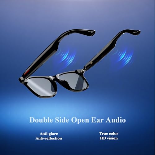 Blackview Smart Glasses, 5.3 Bluetooth Sunglasses with Open Ear Speaker, Voice Assistant Compatible, Blue Light Blocking Lens