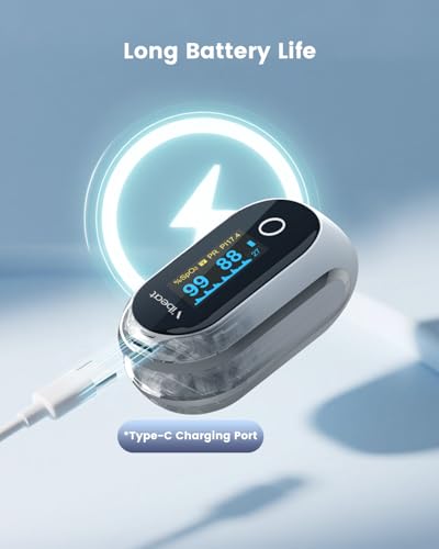 Rechargeable Pulse Oximeter Fingertip, Vibeat S6W Bluetooth O2 Monitor Finger with Real-Time Blood Oxygen Saturation & Hea...