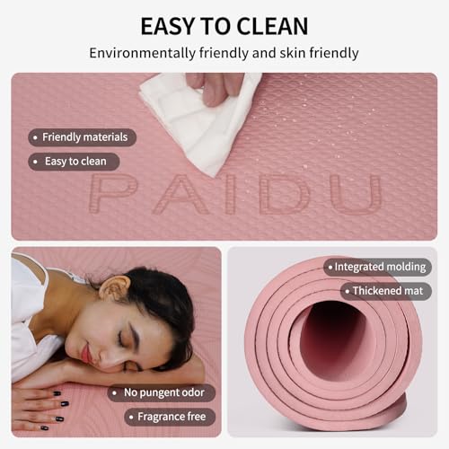 PAIDU Large Yoga Mat-72’x36’x0.4’ Extra Width ＆ Thick,Comfortable,Non-Slip Exercise Mat-Works Great on All Floor for Stret...