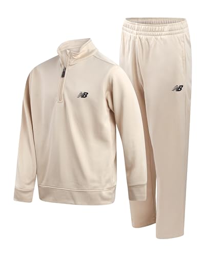 New Balance Boys Pants Set - 2 Piece Tech Fleece Boys Quarter Zip Pullover and Jogger Sweatpants with Pockets (Sizes: 8-16)