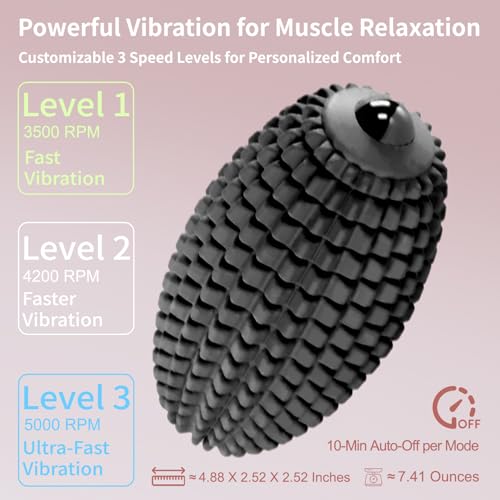 JIEJUNJIE Vibrating Massage Ball for Full Body Relaxation, Silicone Trigger Point Massager Ball for Back, Neck, Foot, Musc...