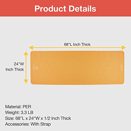PRIMASOLE Yoga Mat Eco-Friendly Material 1/2 inch Non-Slip Yoga Pilates Fitness at Home & Gym 4 Colors with Carrying Case...