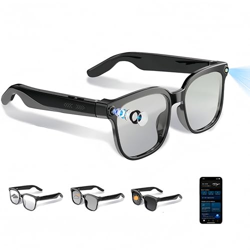 AI Smart Glasses With Camera and Audio, 4K HD Video Recording Glasses, 8MP Camera Glasses for Men Women, AI Voice, Real-Ti...