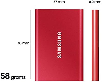 SAMSUNG T7 Portable SSD, 1TB External Solid State Drive, Speeds Up to 1,050MB/s, USB 3.2 Gen 2, Reliable Storage for Gaming, Students, Professionals, MU-PC1T0R/AM, Red