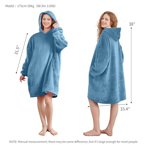 AmyHomie Wearable Blanket Hoodie for Adults & Teens,Oversized Sherpa Hooded Blanket,Warm Cozy Blanket Sweatshirt as Christ...