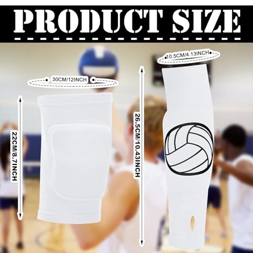 Sosation 2 Set Volleyball Knee Pads and Volleyball Arm Sleeves with Protection Pad Compression Forearm Wrist Guard with Th...