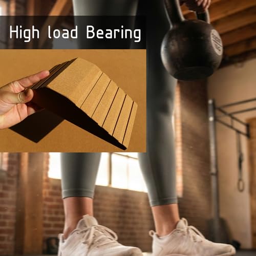 JouiiSiYa 2-in-1 Cork Yoga Blocks, 2 Pack Natural Cork Blocks - Dual-Use Squat Wedge & Yoga Block with Massage Ball