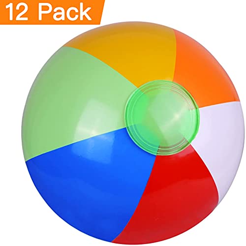 SYZ 12" Beach Balls Bulk - Inflatable Swimming Pool Toys for Kids Birthday Party Supplies Favors Luau Decorations - Blow U...