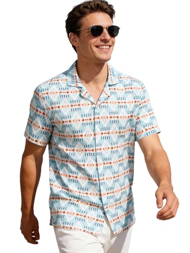 Men's Casual Short Sleeve Shirt, Lightweight Floral Print, Travel & Sport, Breathable Daily Wear, Versatile