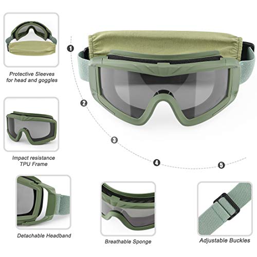 xaegistac Airsoft Goggles Tactical Safety Goggles Anti Fog Glasses Hunting Cycling