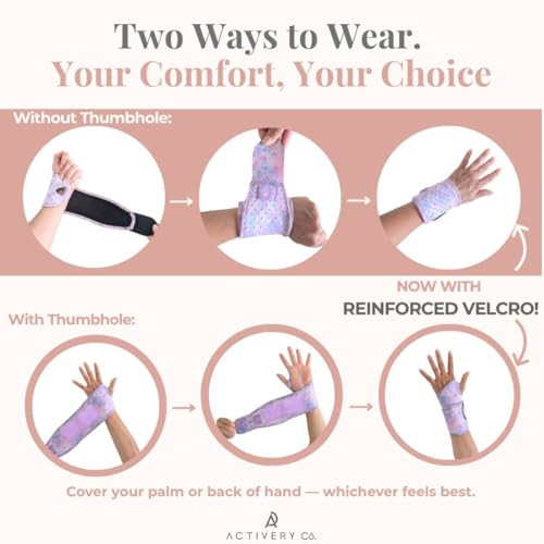 Activery Co. Carpal Tunnel Wrist Brace Left Hand, Right Hand for Women, Day or Night Compression Wrist Support Brace for F...
