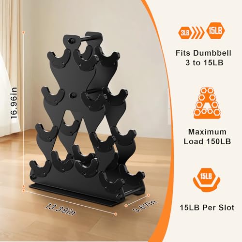 Dumbbell Rack Stand Only | Space-Saving Weight Rack for Home Gym, Hand Weight Rack Dumbbell Storage for Dumbbell Set (3-15...