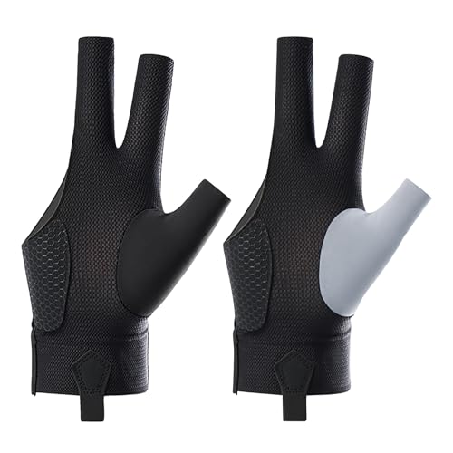 Holiberty 2 Pcs Professional Billiard Pool Gloves for Left Hand Men Women Mesh Nonslip Fingerless Training Shooting Sports...