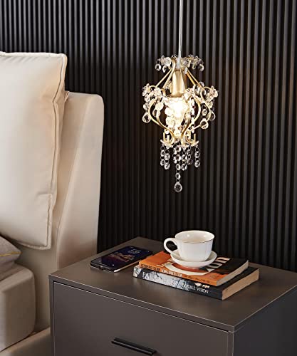 Surpars House Elegant Mini Chandelier, Gold Crystal Pendant Light, Model S0180032