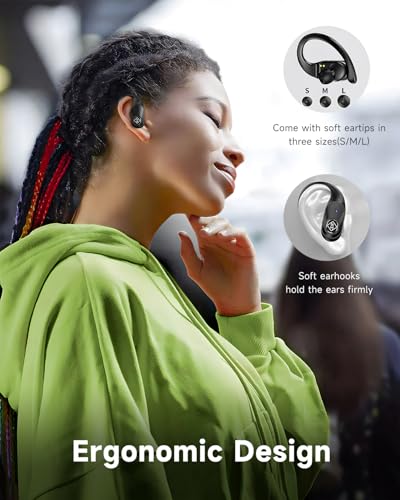 Wireless Earbuds Bluetooth Headphones 96H Playtime LED Display Waterproof Built in Mic Deep Bass Sound Secure Over Ear bud...