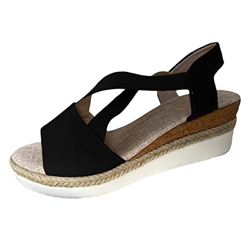 JEUROT Espadrilles Wedge Sandals for Women Open Toe Summer Dressy Sandal Ankle Strap Comfortable Platform Walking Shoes