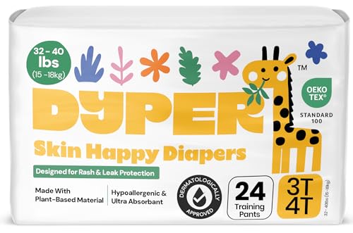 DYPER Toddler Training Pants 3T-4T for Boys & Girls Hypoallergenic, Unscented, Plant-Based & Perfect for Sensitive Skin, L...