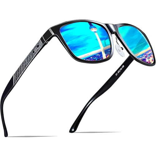 ATTCL Polarized Sunglasses Men for Driving: UV400 Protection Lightweight AL-MG Metal Rectangular Sun glasses Hiking Travel