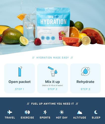 SkyMD Hydration packets with electrolytes powder- Add to water or any liquid- Hydration Multiplier Variety Pack: Lemon Lim...
