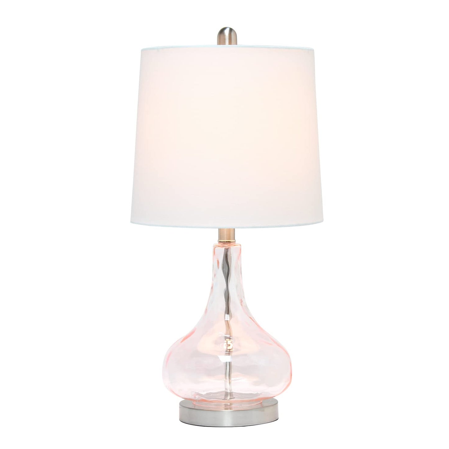 Elegant Designs Modern Bedside Table Lamp, 23.25in Pink Rose Quartz, Fabric Shade, Model LT3326-RQT, 11inL x 11inW