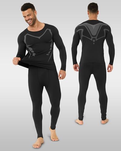 persimar Upgraded Thermal Underwear for Men Long Johns Set for Cold Weather Base Layer Top & Bottom with Fleece Lined