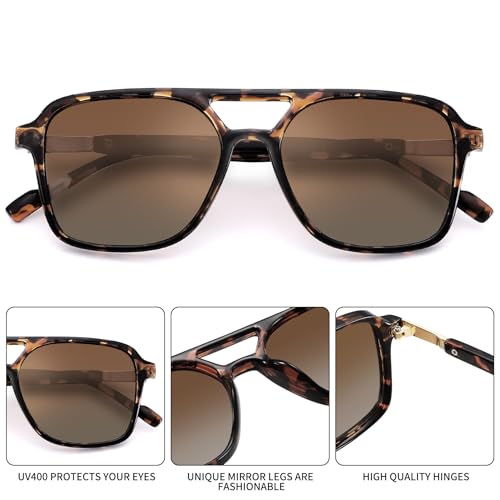 GLARDEFE Retro Polarized Aviator Sunglasses for Women Men - Trendy Cool Square Shades Sun Glasses