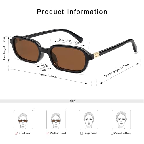 Appassal Retro Rectangular Sunglasses for Women Vintage 2026 Fashion Trendy Funny Small 90s Square Sunnies AP3698