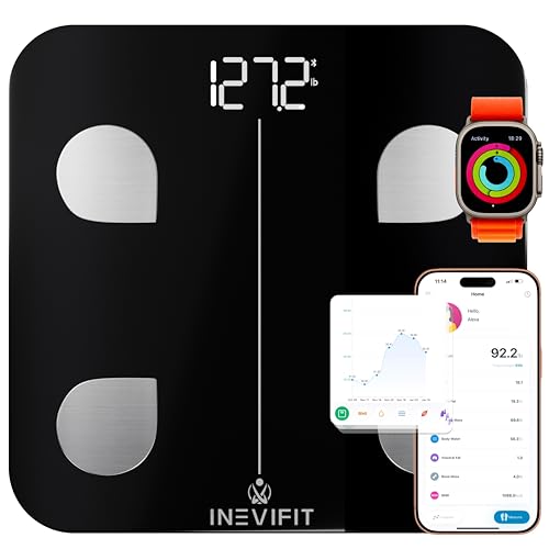 INEVIFIT Smart Body Fat Scale, Highly Accurate Bluetooth Digital Bathroom Body Composition Analyzer, Measures Weight, Body...