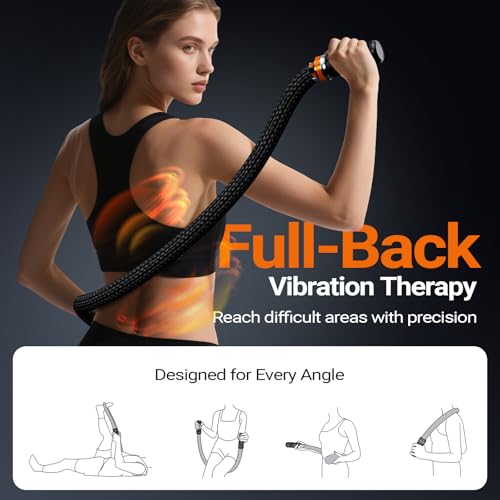 HYAKO S1 3D Flexible Pro Back Massage Rope - Handheld Vibration Therapy Massager & Hands-Free for Lower Back Pain Relief, ...