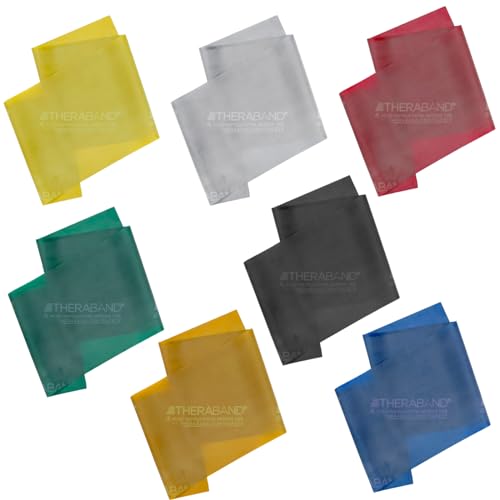 THERABAND Professional Latex Resistance Band Set, Pack of 7, Individual 6 Ft Elastic Band for Upper & Lower Body Exercise,...