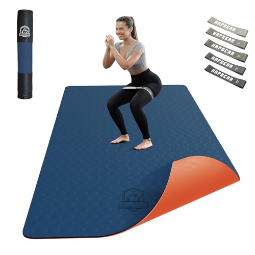 HAPBEAR Large Yoga Mat - 72"x36"x6mm (1/4 inch), Extra Wide Non-Slip Exercise Mat for Home Workout, Yoga, Pilates & Stretc...
