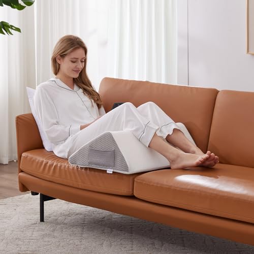 Bedluxe Knee Pillow for Back Sleeping, Leg Pillow Knee Wedge Pillow, Memory Foam Wedge Pillows for Legs Post Surgery, Tria...