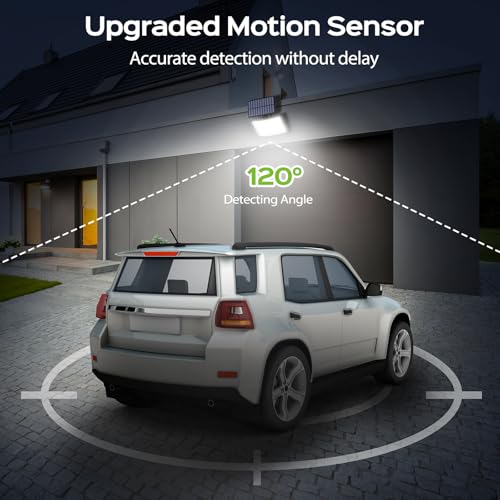 Adiding Solar Outdoor Lights, 202 LEDs Flood Lights with 16.4 ft Cable, Remote Control Solar Motion Sensor Outdoor Lights,...