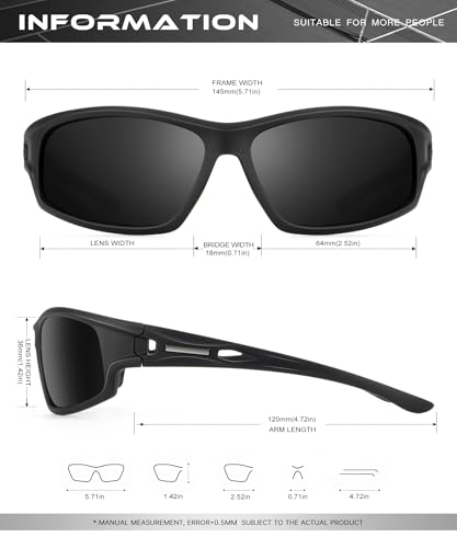 OUKEMAX Polarized Sunglasses Men, Sports Sun Glasses Womens UV400 Protection for Fishing Running Driving