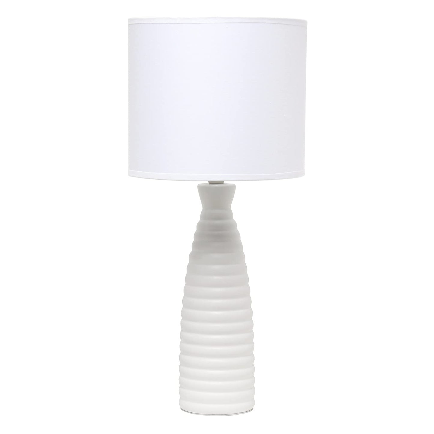 Simple Designs LT2076-OFF Ceramic Ribbed Bottle Table Lamp, 20.25inH, Off-White
