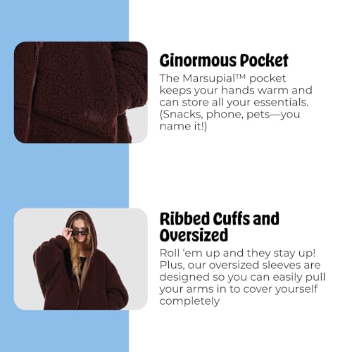 THE COMFY Teddy Bear Quarter-Zip|Oversized All Sherpa Wearable Blanket With Zipper, Seen On Shark Tank
